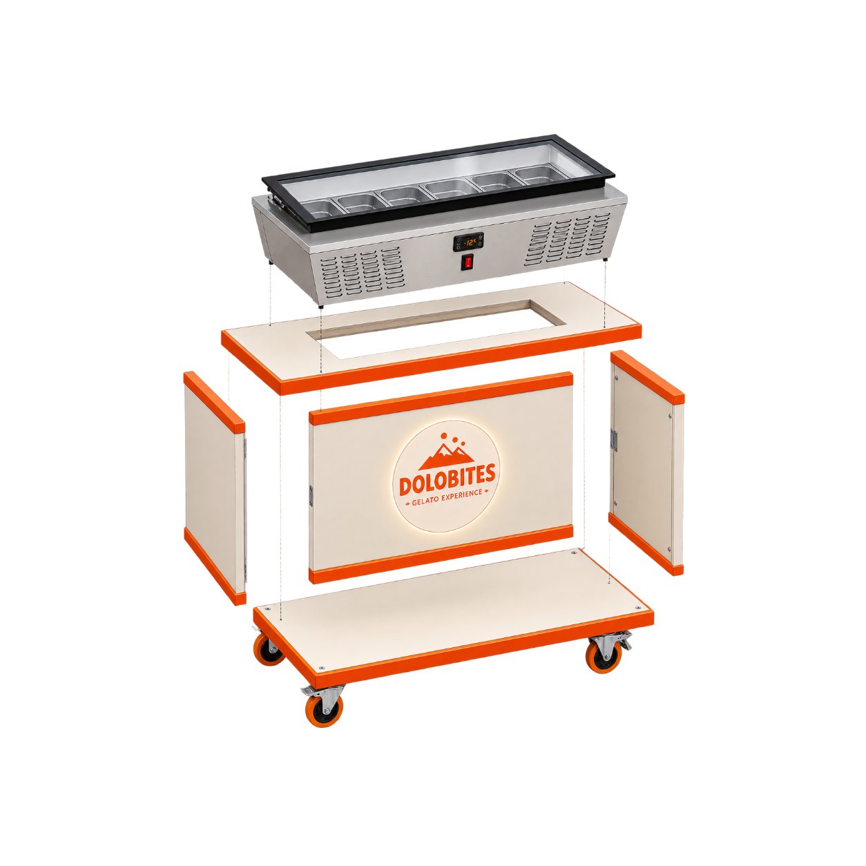 Dolobites foldable gelato cart at an event venue